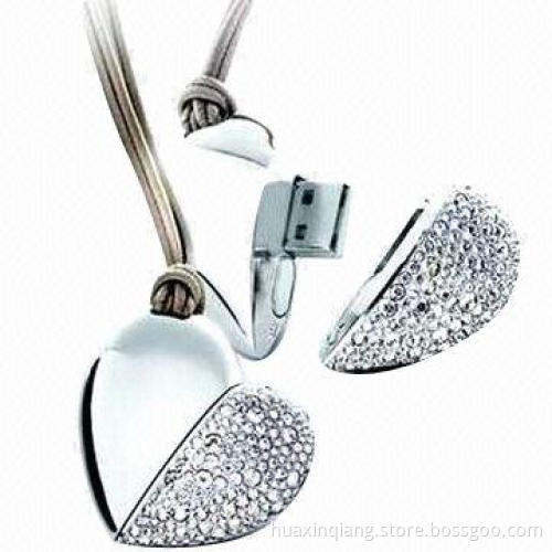 Diamond Jewelry USB Drive, 128MB-64GB Capacity, User-defined Color, USB 2.0, 5-year Warranty
